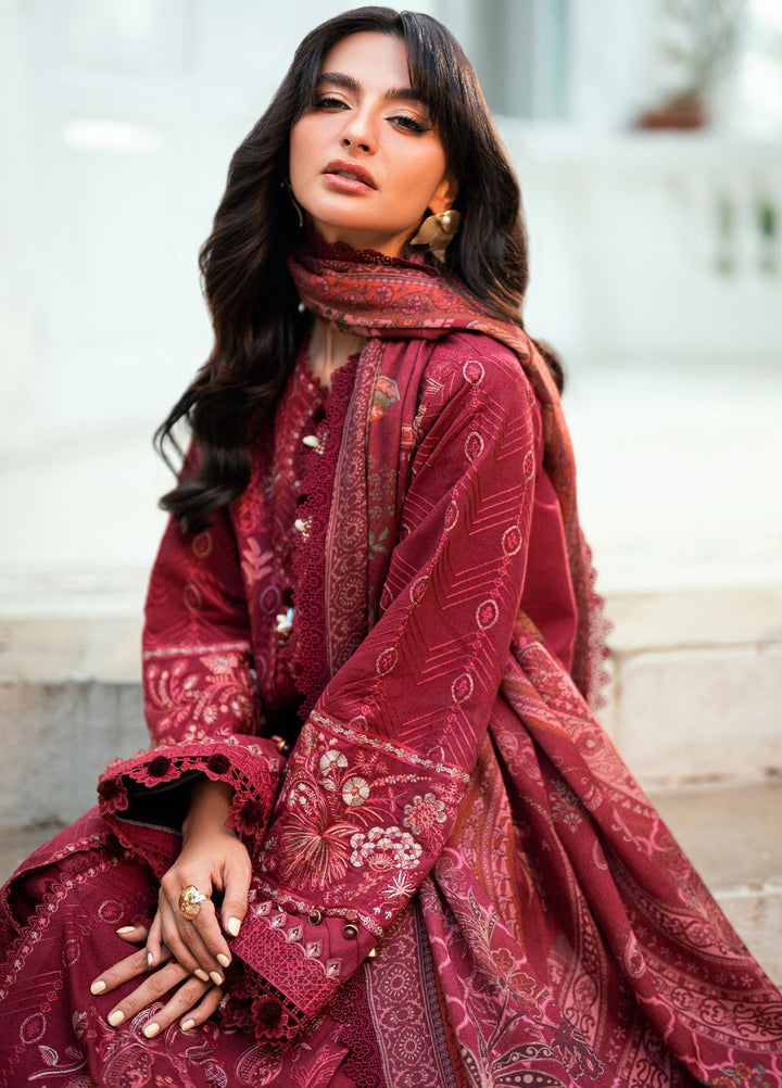 Florent Serenity Embroidered Woolen Shawls Unstitched Karandi Suits 3 Piece FL25WS FL-3A - Winter Collection