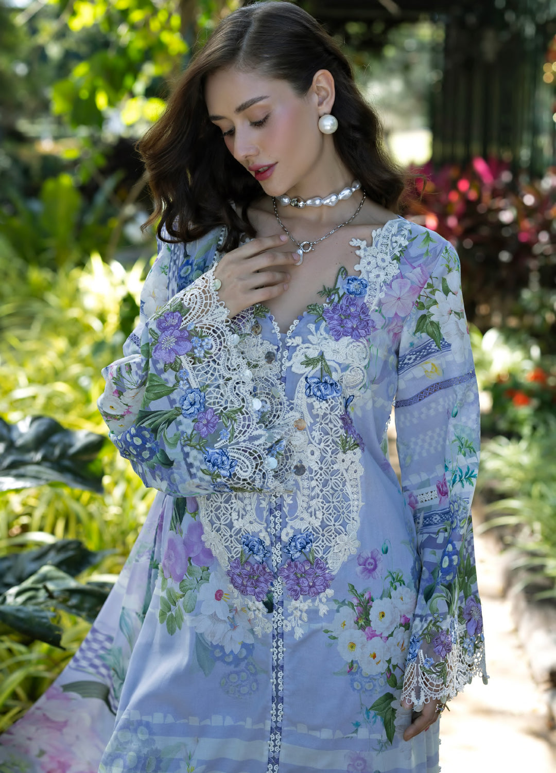 Signature by Elaf Premium Unstitched Embroidered Lawn 3 Piece Suit EL26USP ESA-6A MOONLIT PETALS - Summer Collection