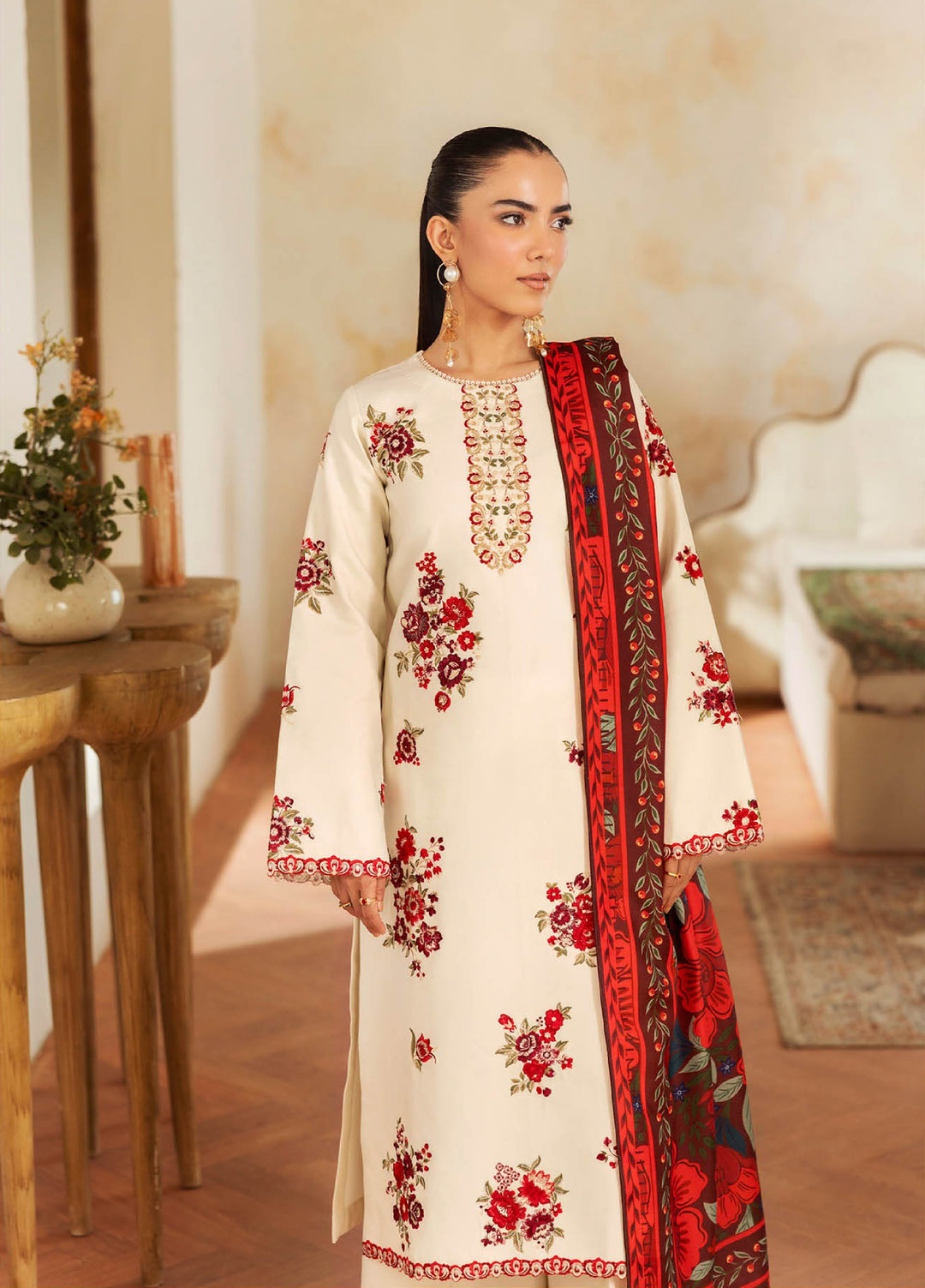 Nissa Floral Symphony by Rajbari Embroidered Marina Suits Unstitched 3 Piece RB25NM D-01 - Winter Collection