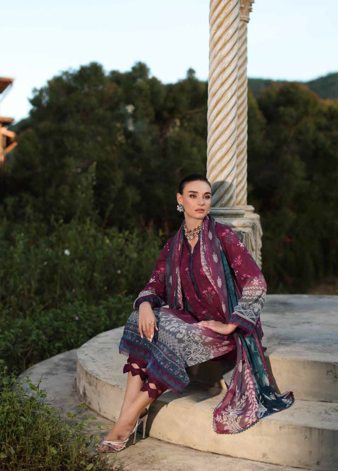 Signature Prints by Nureh Unstitched Embroidered Swiss Lawn 3 Piece Suit NU26SSL SP-197 - Festive Collection