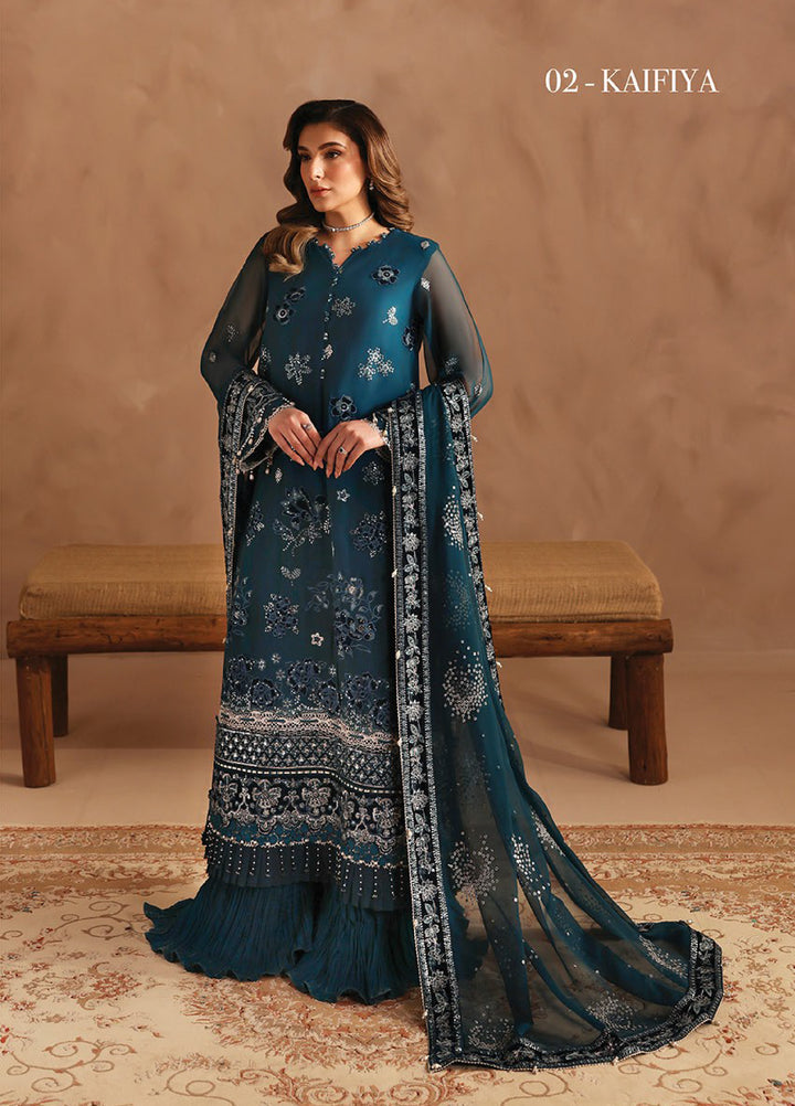 Neorah by Xenia Formals Unstitched Chiffon Embroidered 3 Piece Suit XE26UN D-2 KAIFIYA - Festive Collection