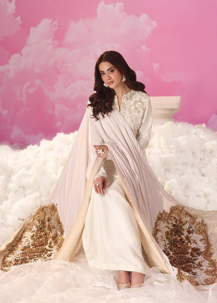 Mount Olypus by Musferah Saad Pret Embroidered Tissue Silk 3 Piece Iris Radiance - Festive Collection