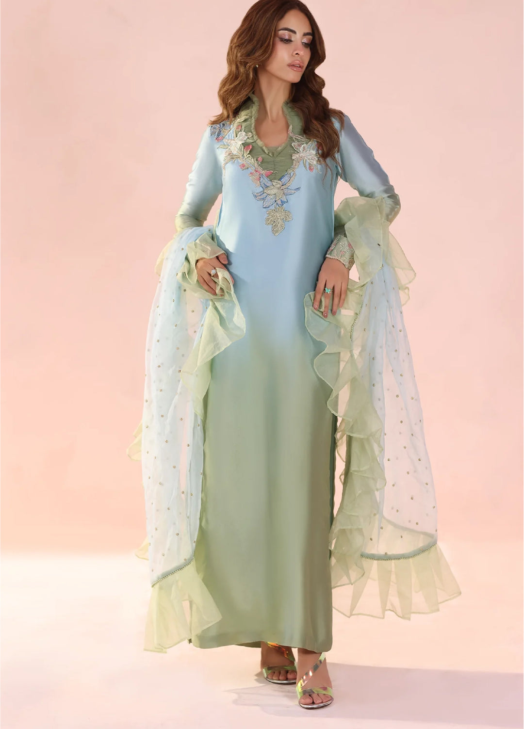 Eterna by Musferah Saad Pret Embroidered Tissue Silk 3 Piece Pastel Mirage - Festive Collection