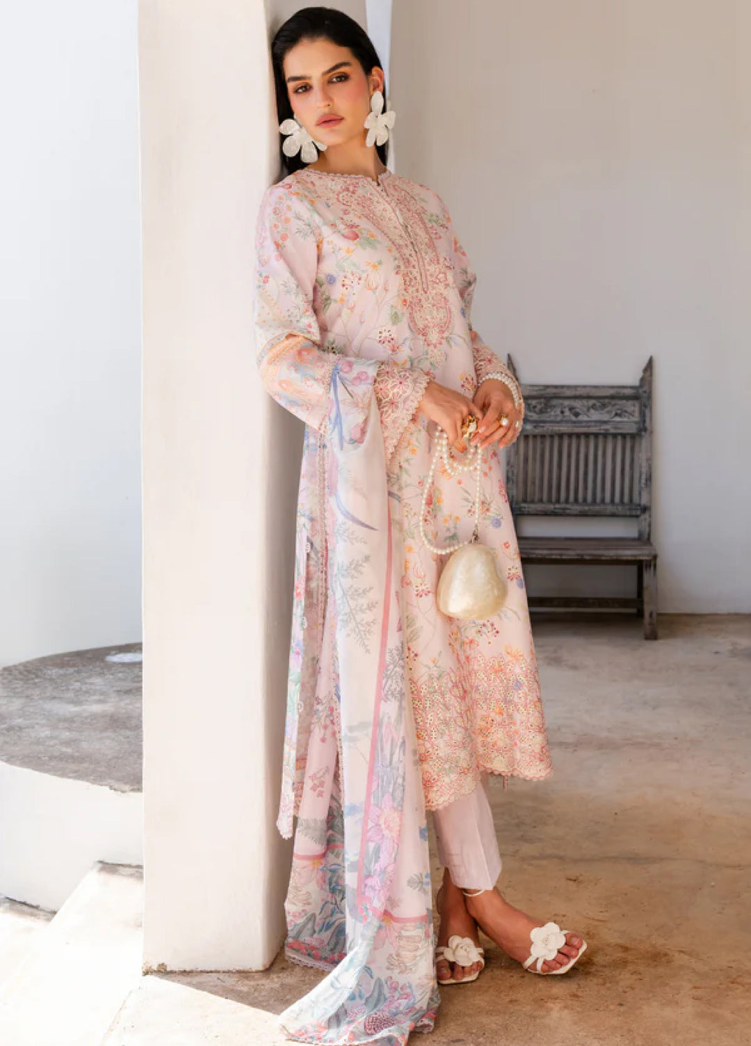 Shezlin Chikankari by Aabyaan Unstitched Embroidered Lawn 3 Piece Suit ABY26USC AZ-04 SERENE - Summer Collection