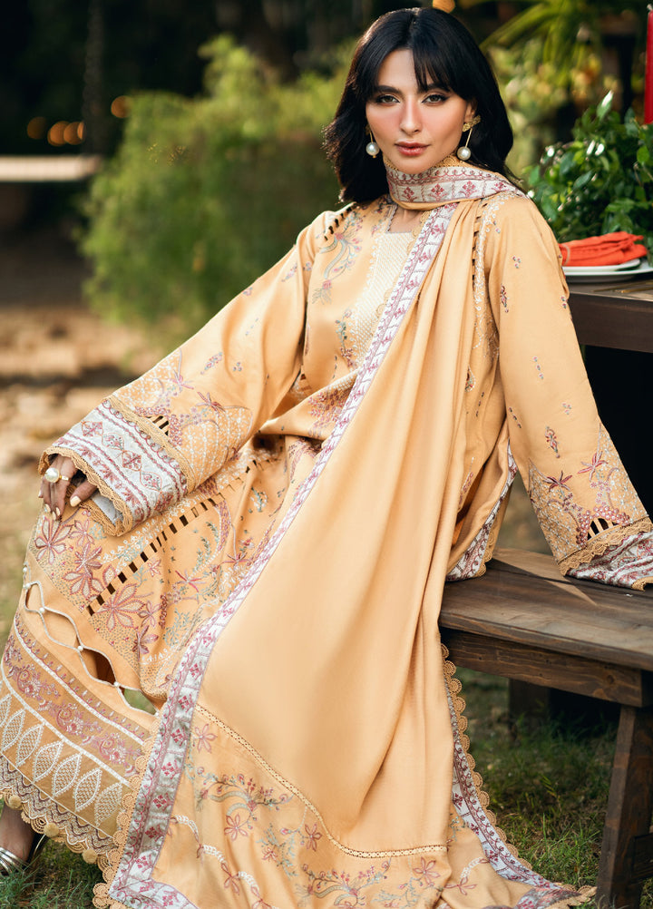 Florent Serenity Embroidered Woolen Shawls Unstitched Dobby Suits 3 Piece FL25WS FL-5A - Winter Collection