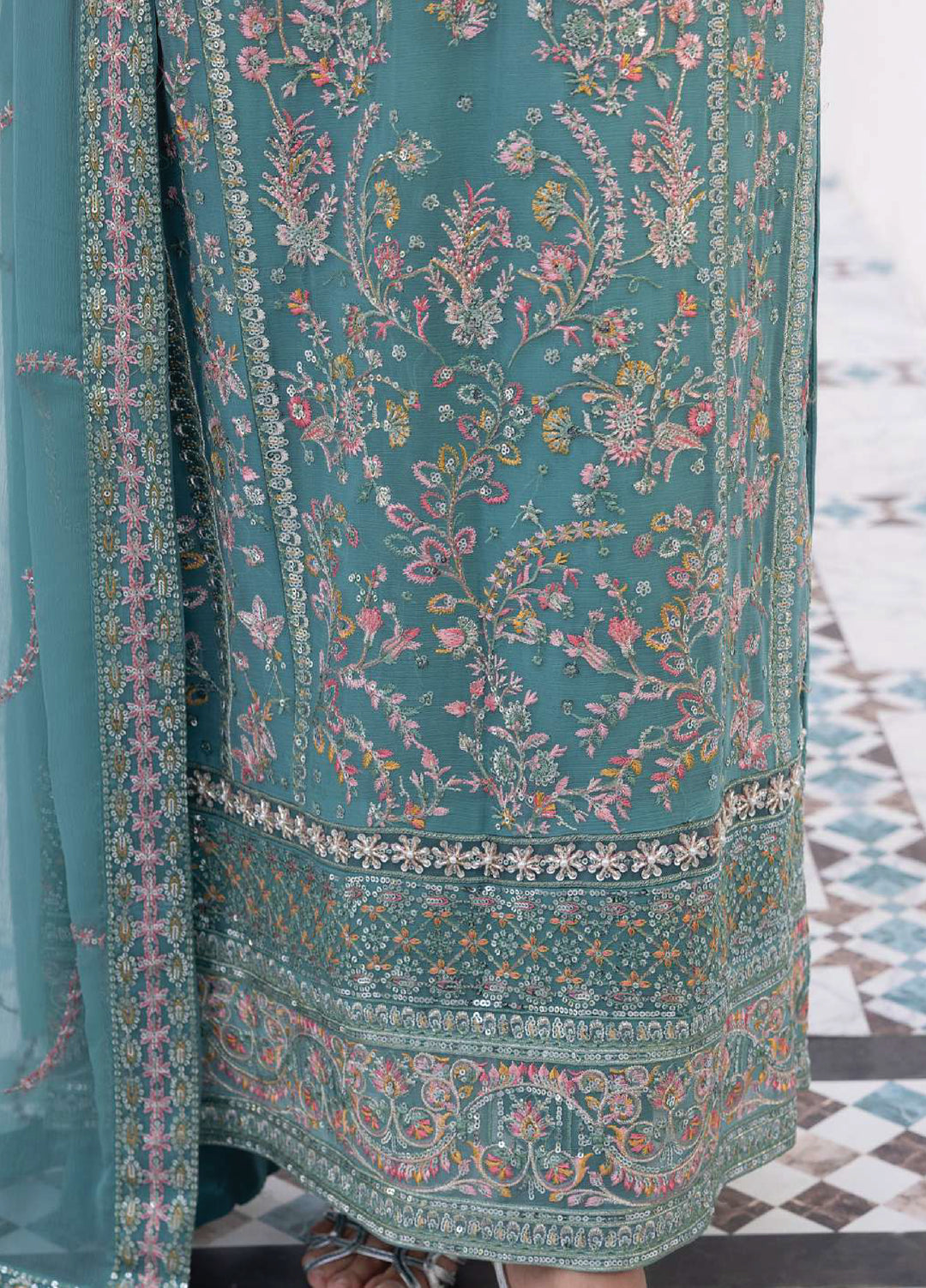 Maeri by Gulaal Unstitched Embroidered Chiffon 4 Piece Suit GL26UMC Desir D-49 - Festive Collection