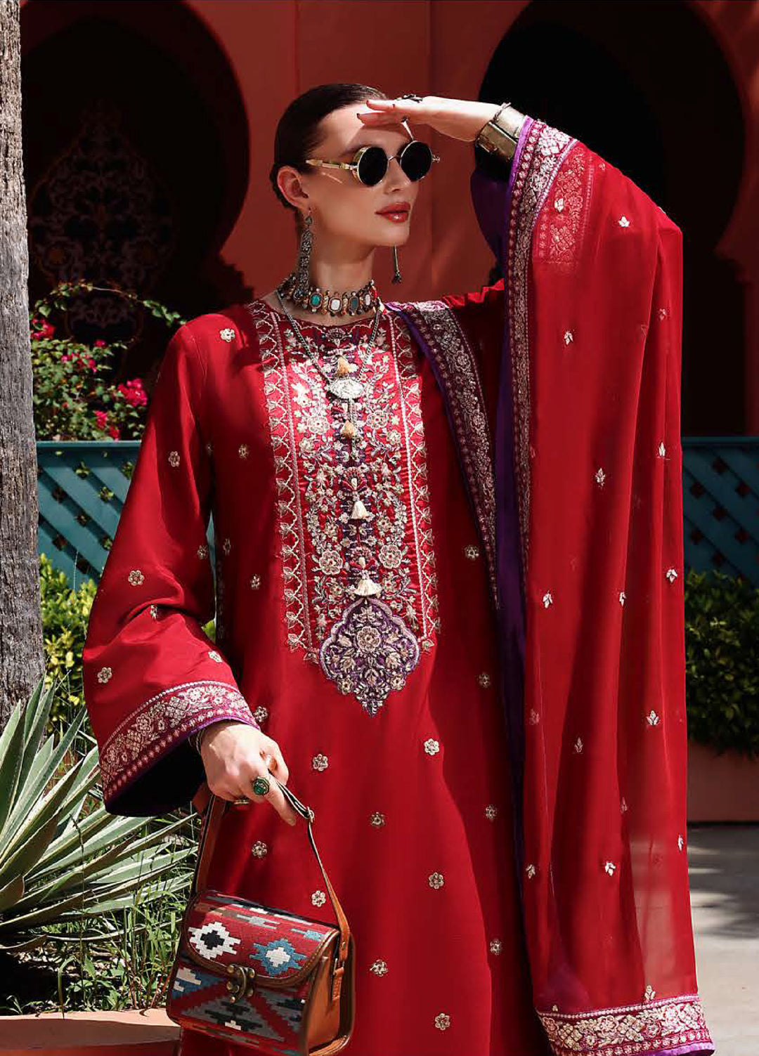 Nuvera Hemline by Mushq Unstitched Raw Silk Embroidered 3 Piece Suit MU26UNH D-7 Agatha - Festive Collection