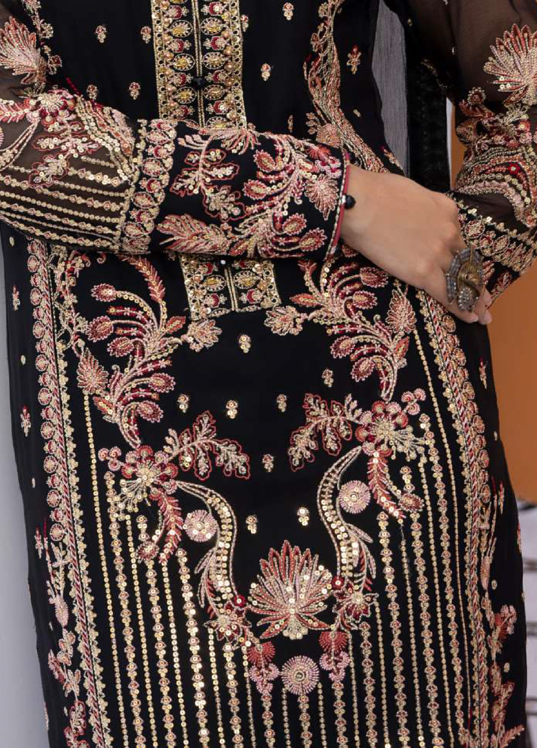Maeri by Gulaal Unstitched Embroidered Chiffon 4 Piece Suit GL26UMC Soir D-43 - Festive Collection
