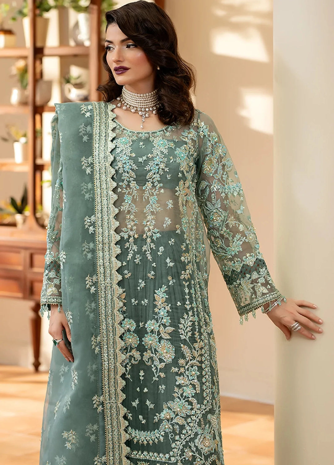 Yashfa RTW Hand Work Organza 4 Piece Suit MAHE NOOR - Wedding Collection