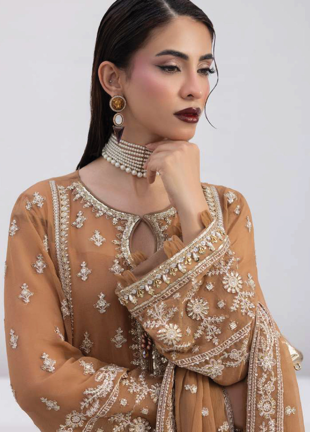 Maeri by Gulaal Unstitched Embroidered Chiffon 4 Piece Suit GL26UMC Mirage D-47 - Festive Collection