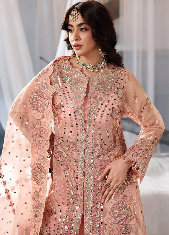 Zynoria by Saffron Unstitched Organza Embroidered Suits 3 Piece SFR25Z Carnelian - Festive Collection