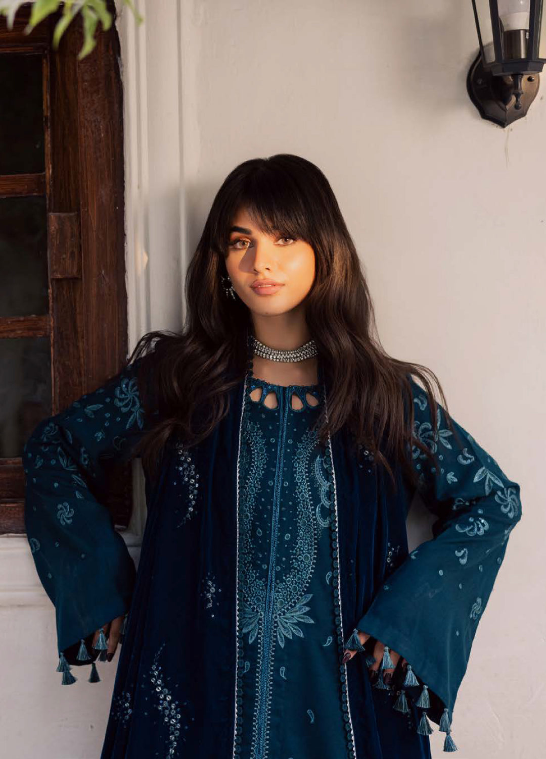 Nureh Exclusive Unstitched Luxury Leather Peach Embroidered Suits 3 Piece NU25EL NE-210 - Winter Collection