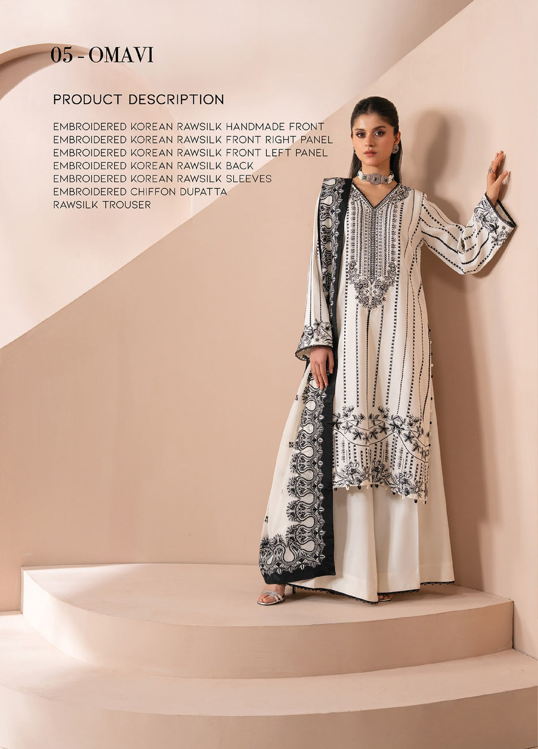 Zaeva by Xenia Formals Unstitched Embroidered Chiffon 3 Piece Suit XE26UZF 05-OMAVI - Festive Collection