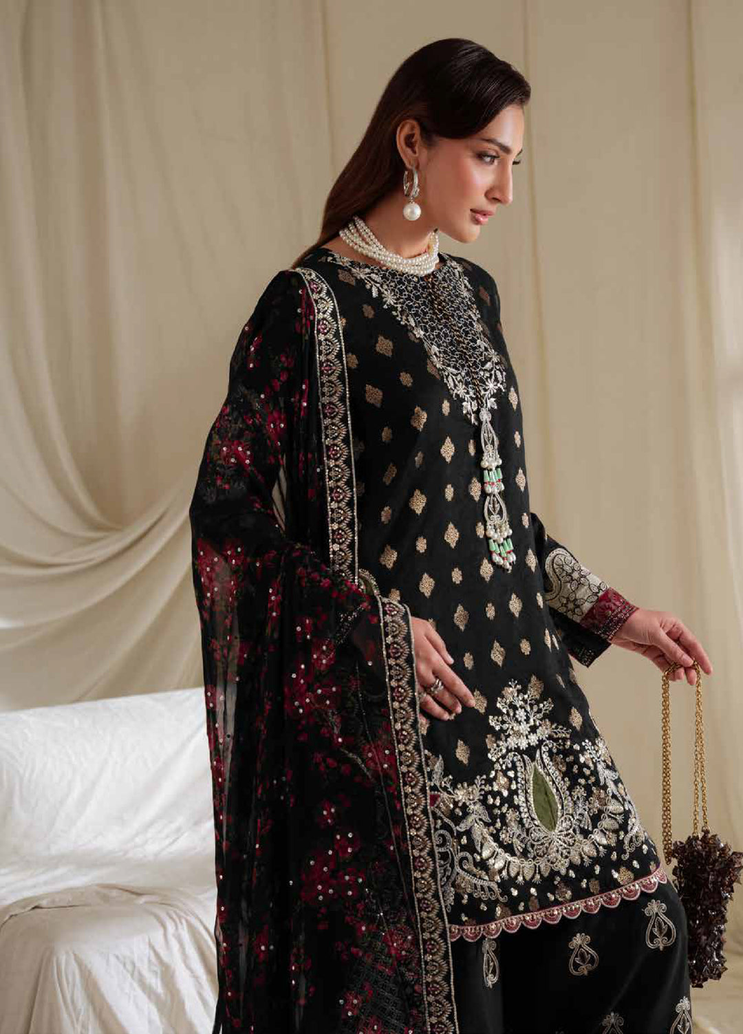 Omara By Nureh Unstitched Embroidered Jacquard 3 Piece Suit NU26OUF NEL- 95 - Festive Collection