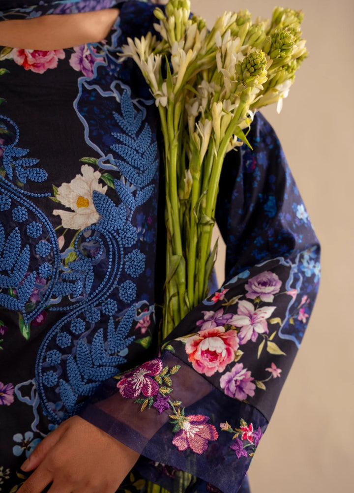 Meraki by Asifa and Nabeel Unstitched Embroidered Lawn 3 Pcs Suit AN26UM MSSL-04 Indigo Craft - Summer