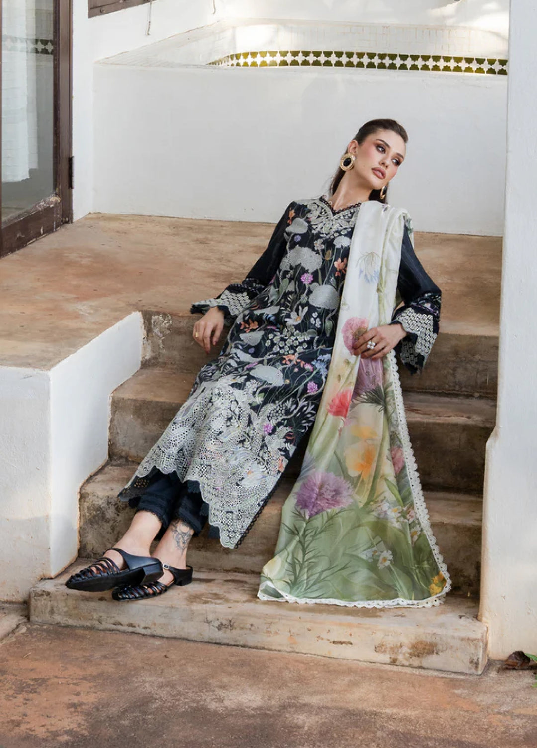 Shezlin Chikankari by Aabyaan Unstitched Embroidered Lawn 3 Piece Suit ABY26USC AZ-02 LAREEN - Summer Collection