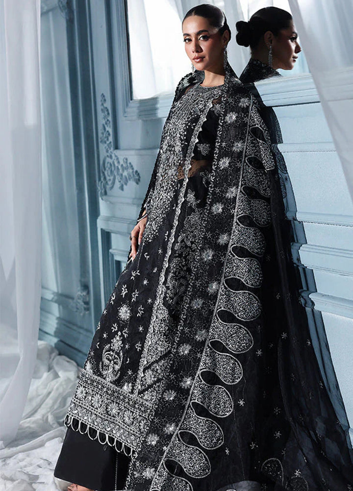 Zynoria by Saffron Unstitched Organza Embroidered Suits 3 Piece SFR25Z Onyx - Festive Collection