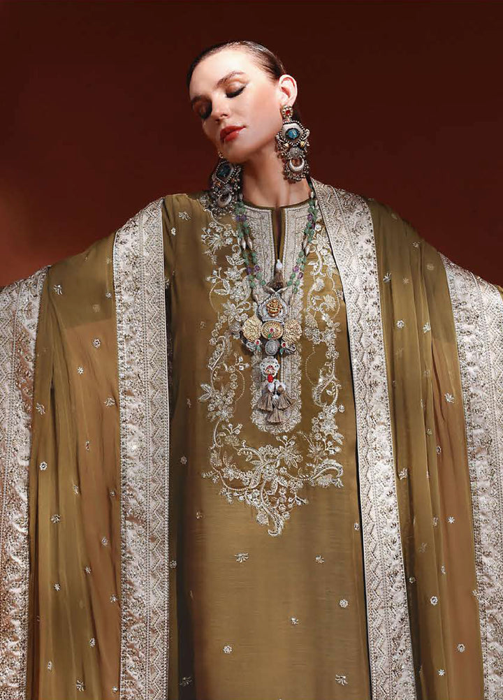 Nuvera Hemline by Mushq Unstitched Raw Silk Embroidered 3 Piece Suit MU26UNH D-2 Jadis - Festive Collection