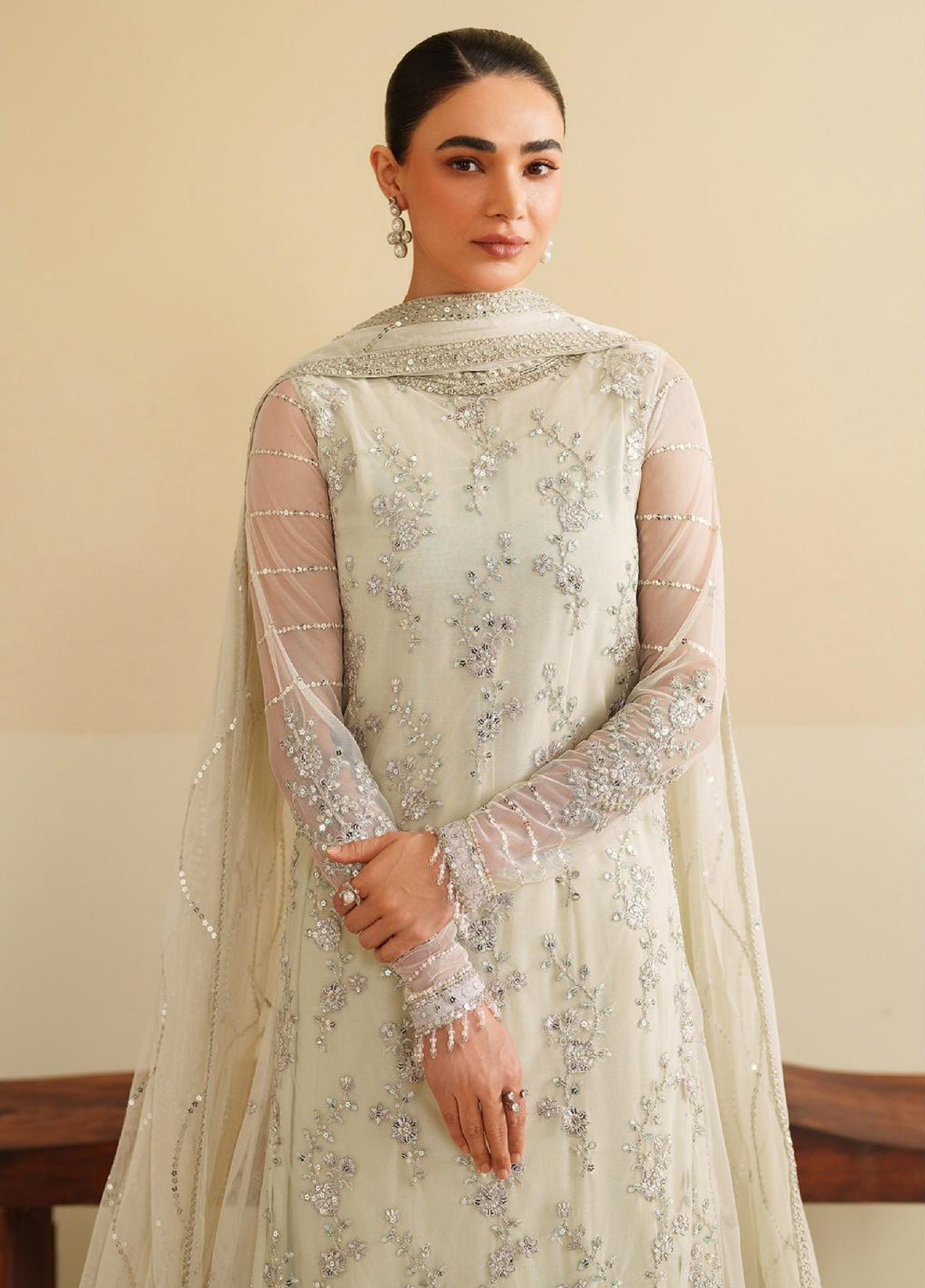 Roohi By Zarif Unstitched Formal Embroidered Net Suits 4 Piece ZRF25RF RFE-02 Leemah - Formals Collection