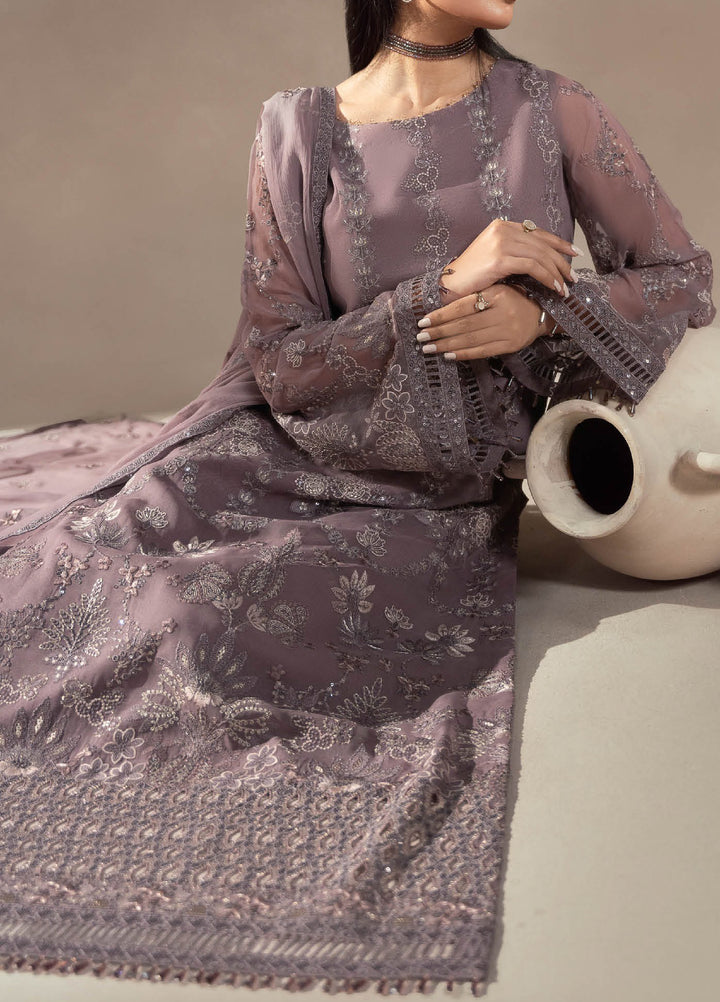 Afsanah by Lavish Premium Unstitched Chiffon Embroidered Suits 3 Piece LV25AC MAUVE MYSTIQUE-09 - Festive Collection