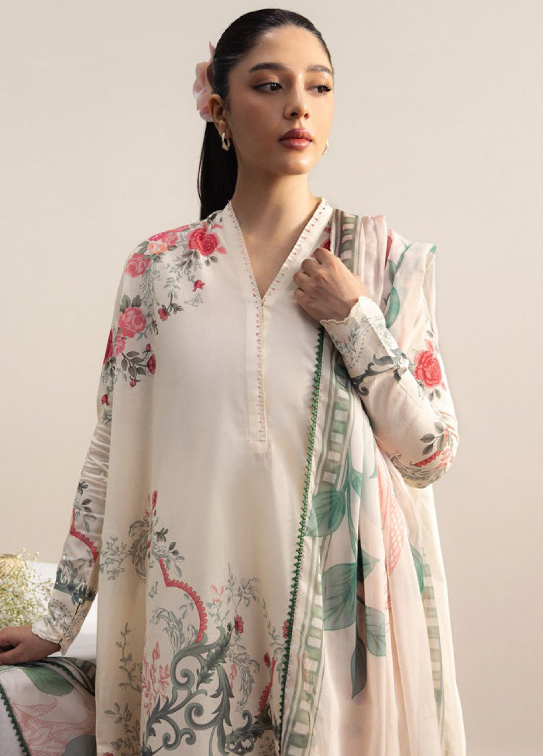 Coco by Zara Shahjahan Unstitched Printed Lawn 3 Piece Suit CZS26ULV REI-9B - Summer Collection