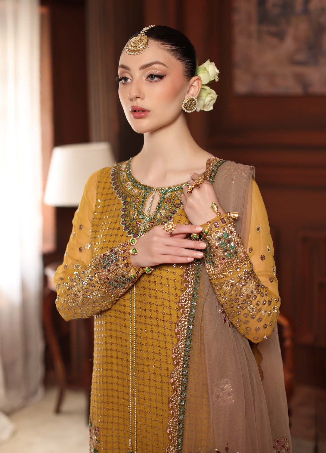 MaAlfaaz By Nureh Festive Unstitched Chiffon Embroidered 3 Piece Suits NU25AF NL-92 - Festive Collection