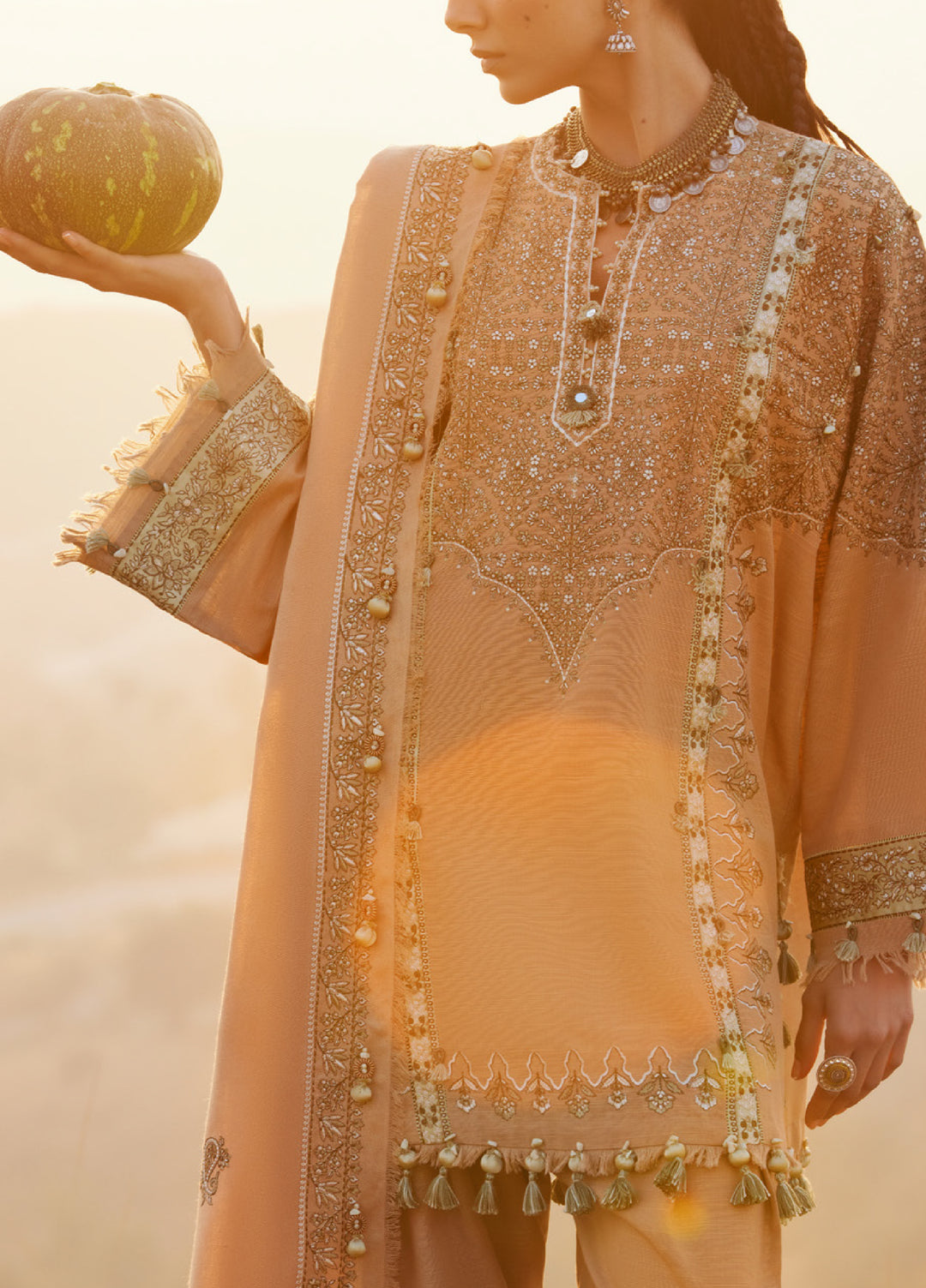 Zaha by Khadija Shah Unstitched Khaddar Embroidered Suits 3 Piece ZL25KW NEELAM ZW25-01 - Winter Collection