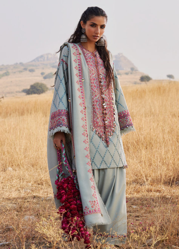 Zaha by Khadija Shah Unstitched Karandi Embroidered Suits 3 Piece ZL25KW NAYAB ZW25-06 - Winter Collection