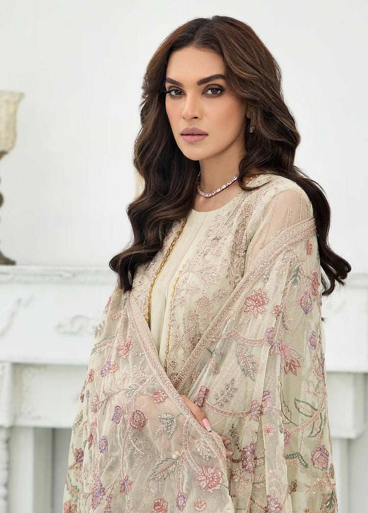 Zarif Unstitched Embroidered Net 3 Piece Suit ZR26UF De Luxury ZDL-02-Flora - Festive Collection