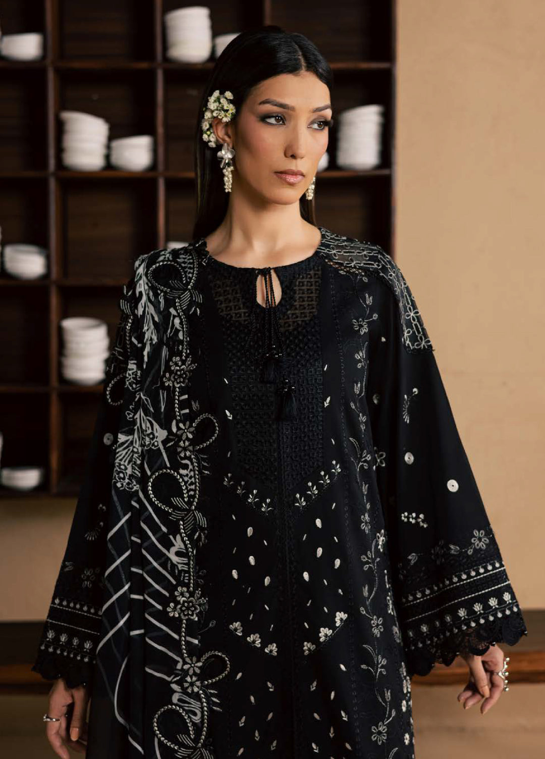 Koyal Monochrome by Nureh Unstitched Embroidered Lawn 3 Piece Suit NU26UKM NE-268 - Casual Collection