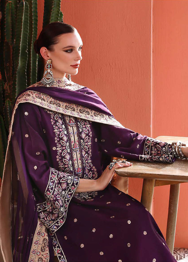 Nuvera Hemline by Mushq Unstitched Raw Silk Embroidered 3 Piece Suit MU26UNH D-8 Minerva - Festive Collection