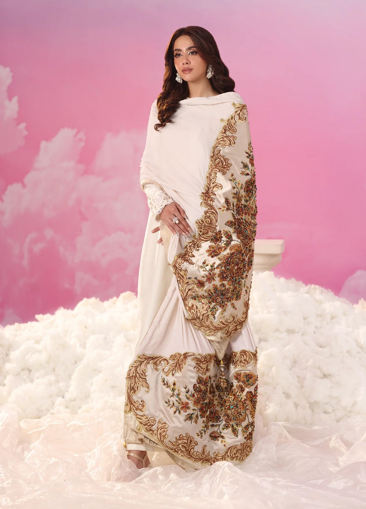 Mount Olypus by Musferah Saad Pret Embroidered Tissue Silk 3 Piece Iris Radiance - Festive Collection