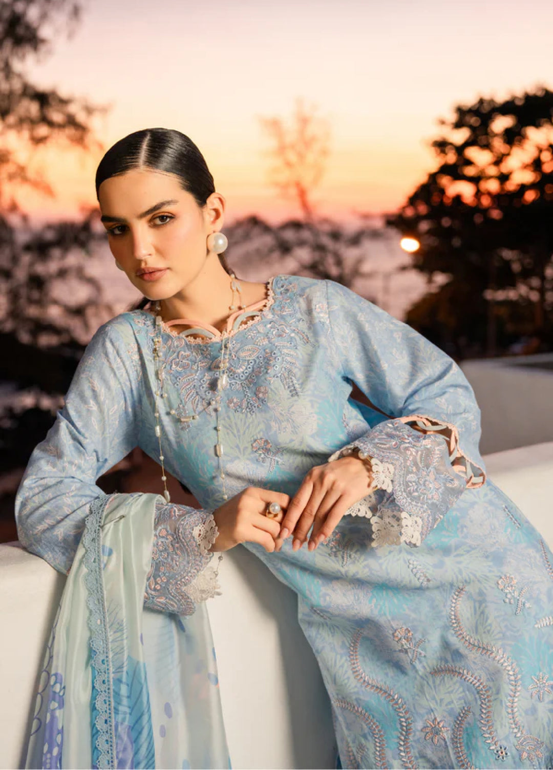 Shezlin Chikankari by Aabyaan Unstitched Embroidered Lawn 3 Piece Suit ABY26USC AZ-09 CALINA - Summer Collection