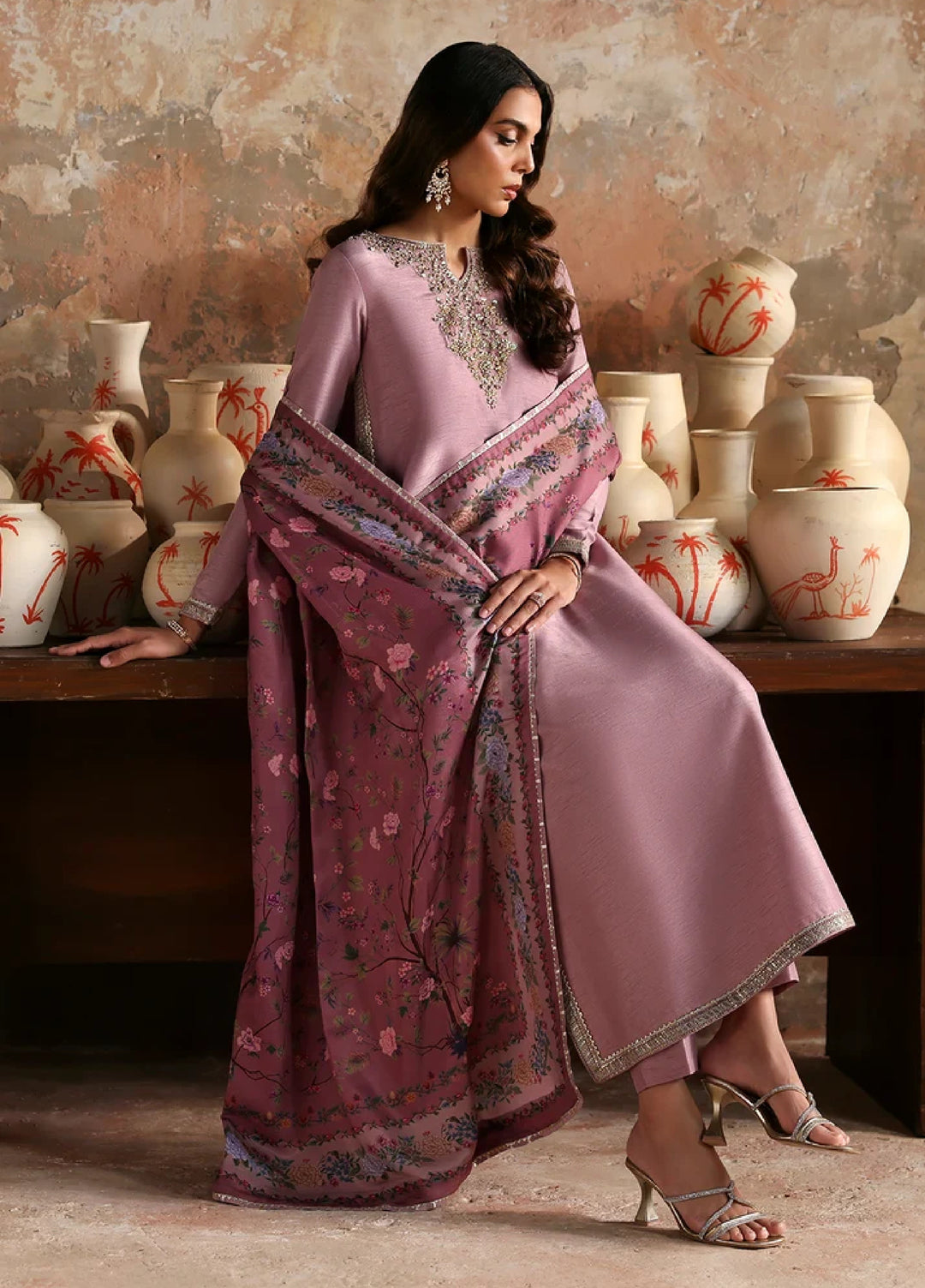 Afsana E Silk by Emaan Adeel Unstitched Embroidered Raw Silk 3 Piece Suit Zareen - Festive Collection