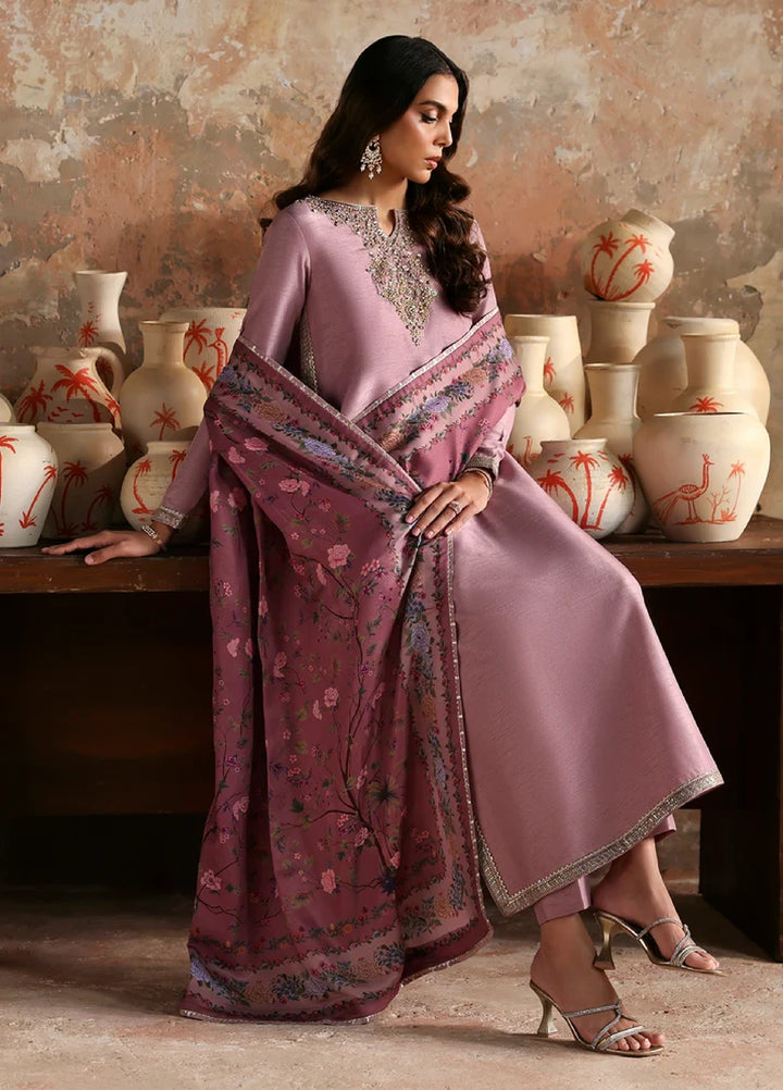 Afsana E Silk by Emaan Adeel Unstitched Embroidered Raw Silk 3 Piece Suit Zareen - Festive Collection