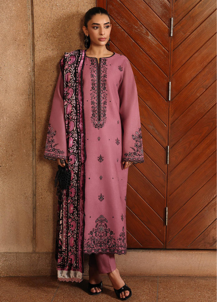 Rajbari Premium Unstitched Peach Winter Shawl Exclusive Embroidered Suits 3 Piece RB25PW D-2 - Winter Collection