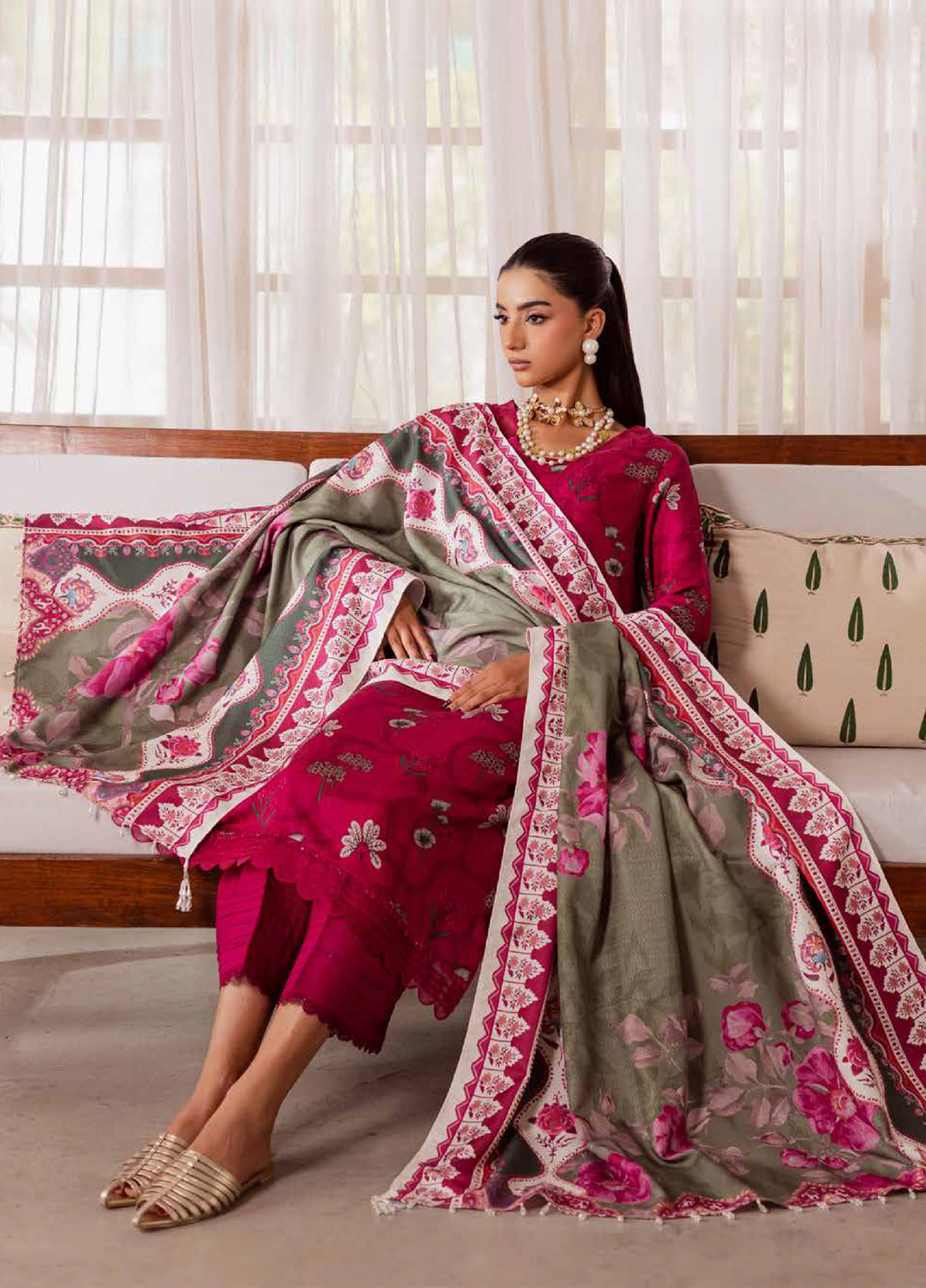 Signature Prints by Nureh Unstitched Linen Jacquard Suits 3 Piece NU25LJ SP-187 - Winter Collection