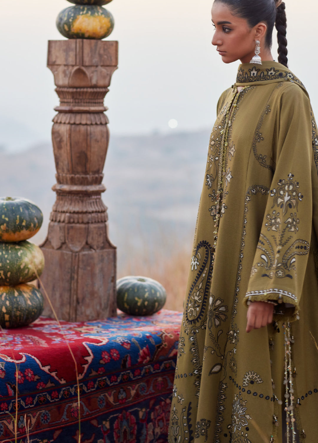 Zaha by Khadija Shah Unstitched Karandi Embroidered Suits 3 Piece ZL25KW NAYRA ZW25-07 - Winter Collection