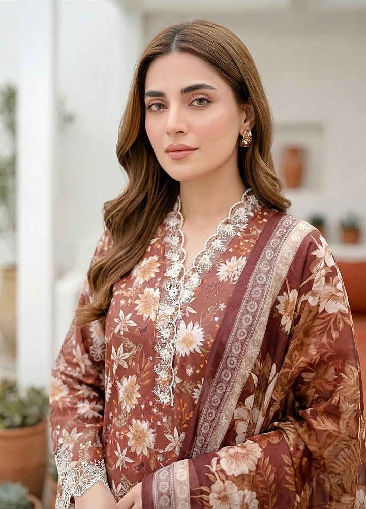 Komal by Lakhany Unstitched Embroidered Lawn 3 Piece Suit LSM26ULK LG-IZ-0605 - Summer Collection