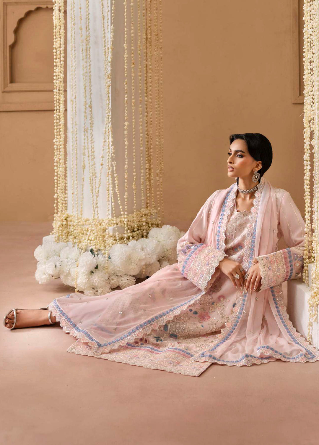 Shehrzadi by Emaan Adeel Unstitched Embroidered Chiffon 3 peice EA25SC Gulrez - Formals Collection
