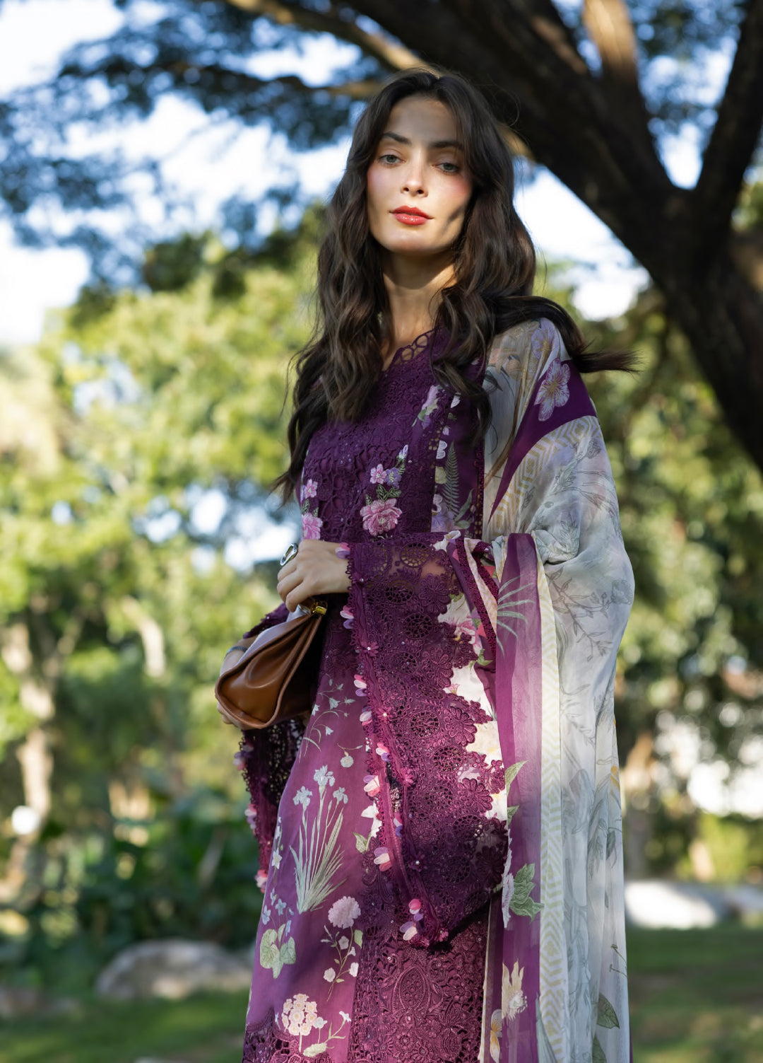 Signature by Elaf Premium Unstitched Embroidered Lawn 3 Piece Suit EL26USP ESA-5B DARLING PLUM - Summer Collection