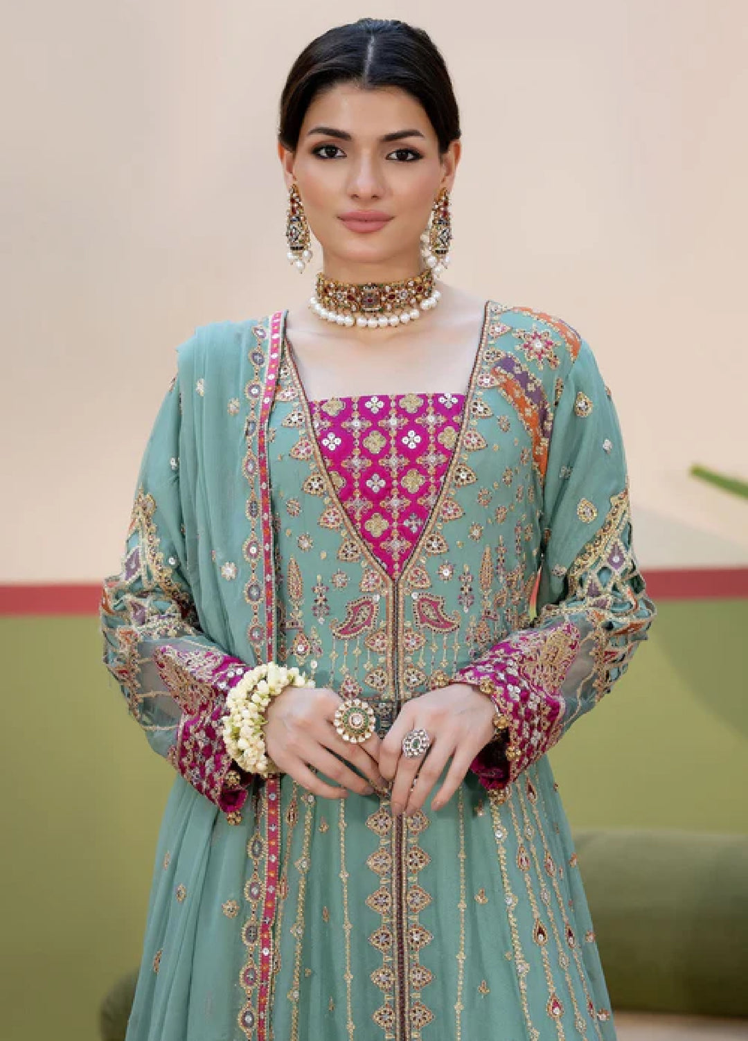 Sahellian by Meerak Women Pret Luxury Chiffon 4 Piece Bannu - Formals Collection