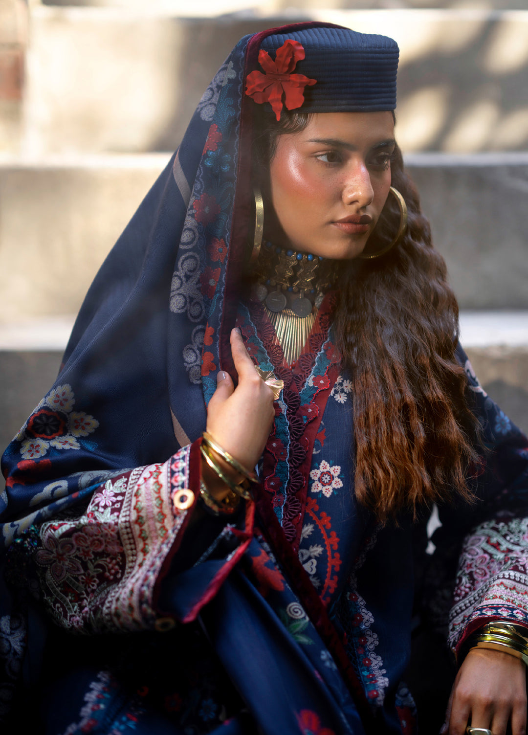 AJR Sard Shaam Embroidered Unstitched Khaddar Suits 3 Piece AJR25SS AJRW-05 NILOFER - Winter Collection