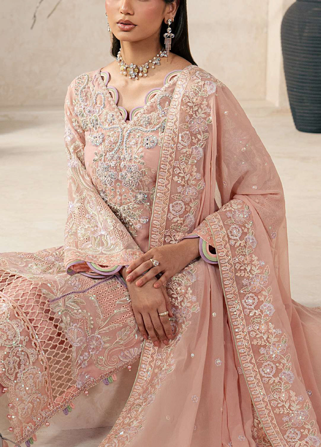 Gulaal Unstitched Embroidered Chiffon 3 Piece Suit GL26ULW Julian D-53 - Wedding Collection