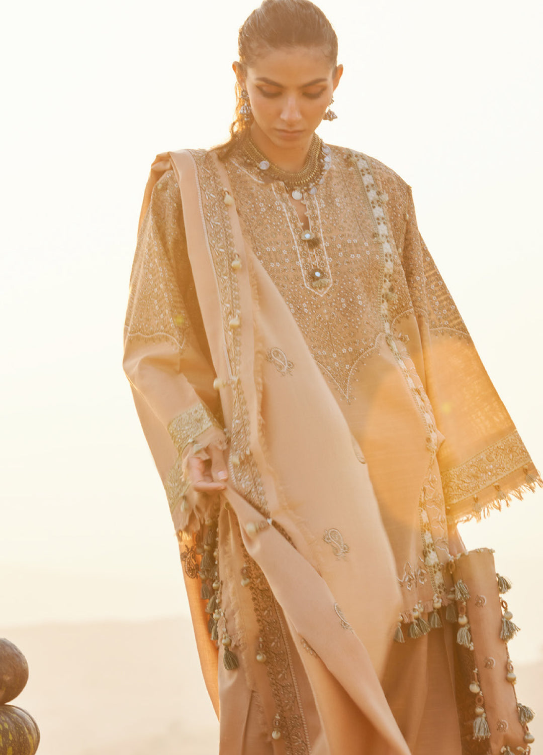 Zaha by Khadija Shah Unstitched Khaddar Embroidered Suits 3 Piece ZL25KW NEELAM ZW25-01 - Winter Collection