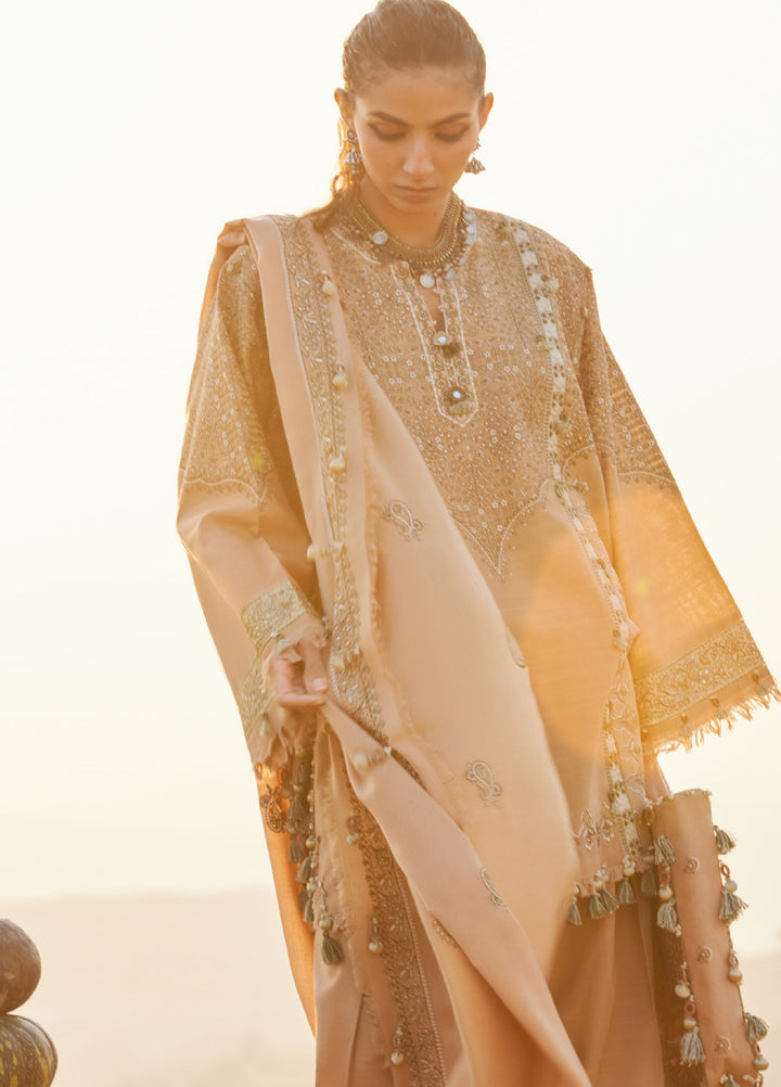 Zaha by Khadija Shah Unstitched Khaddar Embroidered Suits 3 Piece ZL25KW NEELAM ZW25-01 - Winter Collection