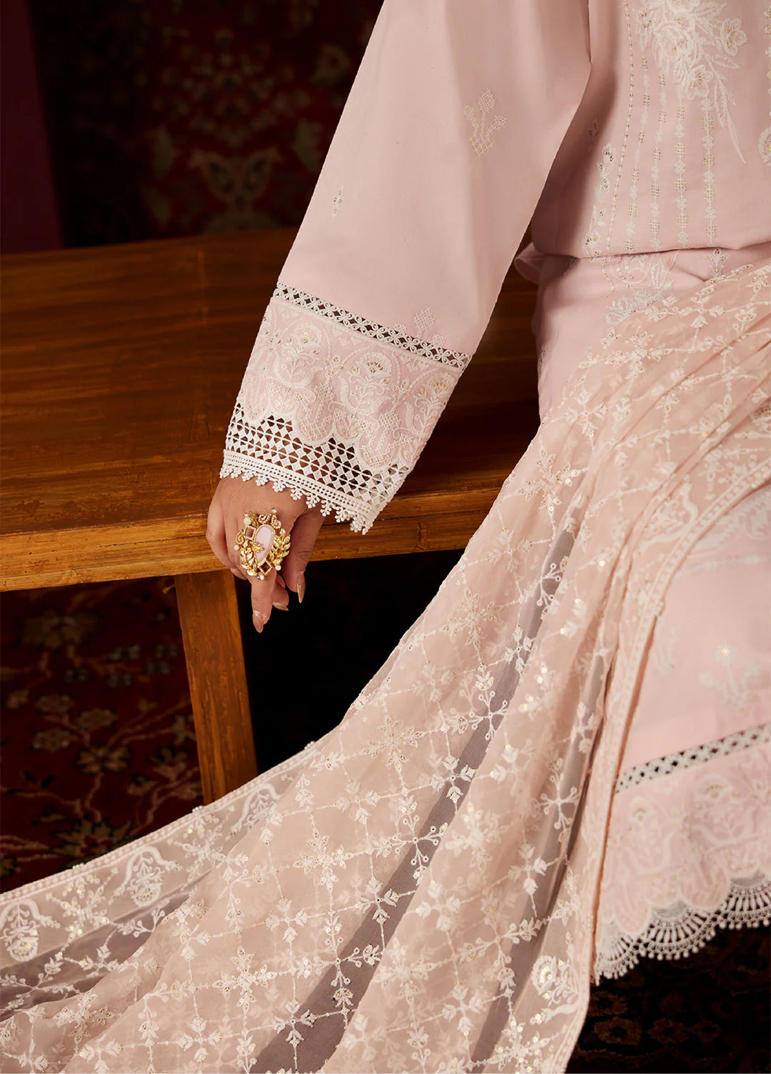 Alizeh Fashion Unstitched Embroidered Lawn 3 Piece Suit AF26ULE AF-EL-7058-CARMINE - Summer Collection