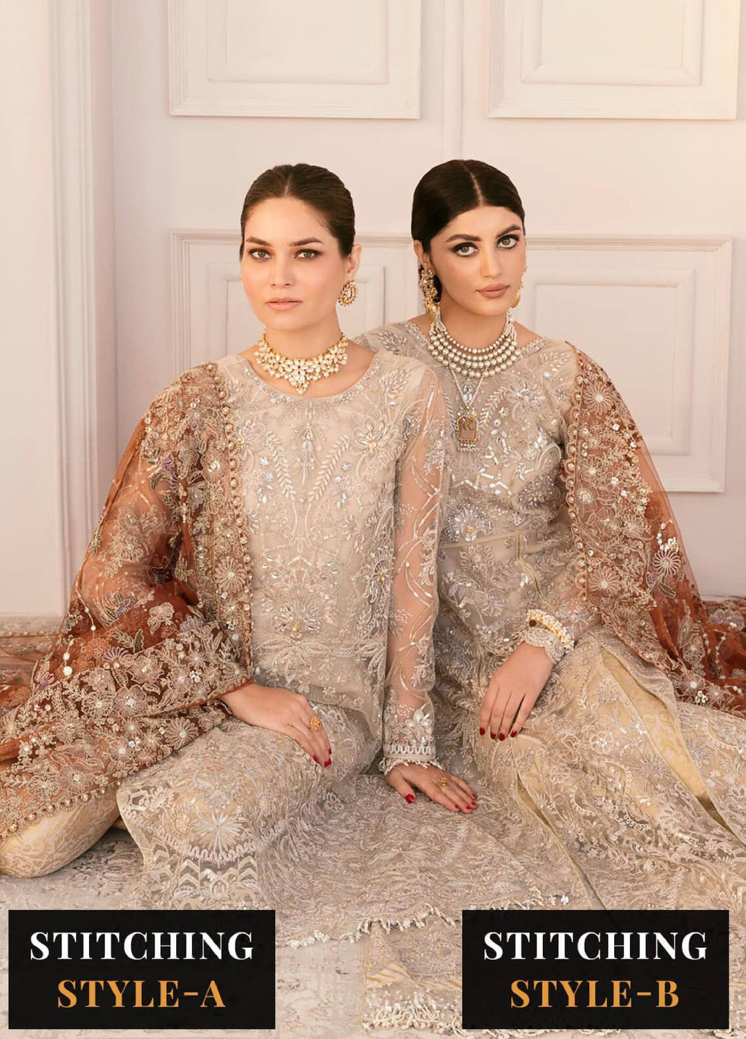 Chantelle by Baroque Unstitched Embroidered Net 3 Piece Suit BQ26UFC BQU-CH11-D03 - Festive Collection