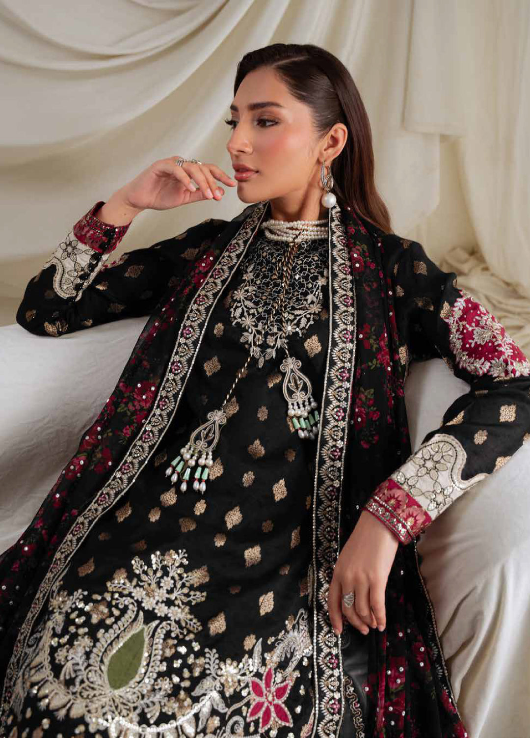 Omara By Nureh Unstitched Embroidered Jacquard 3 Piece Suit NU26OUF NEL- 95 - Festive Collection