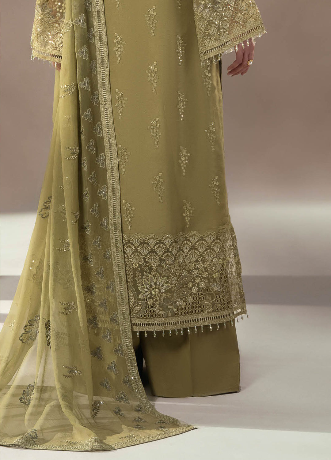 Afsanah by Lavish Premium Unstitched Chiffon Embroidered Suits 3 Piece LV25AC SAGE EMPRESS-05 - Festive Collection